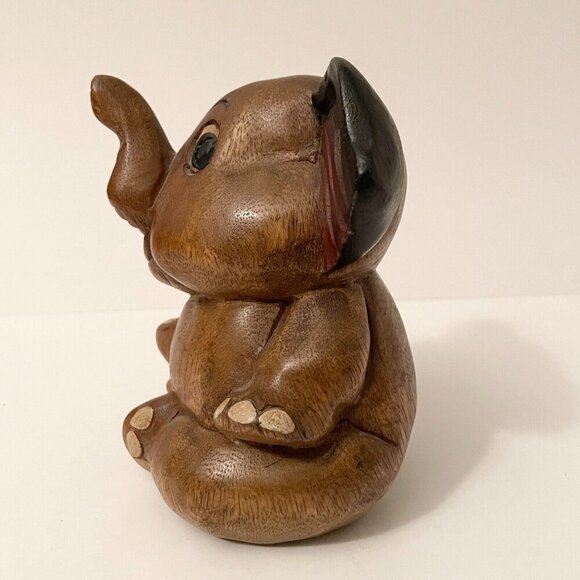 Vintage Wooden Elephant Figure 6 Inch Tall - Picture 5 of 14